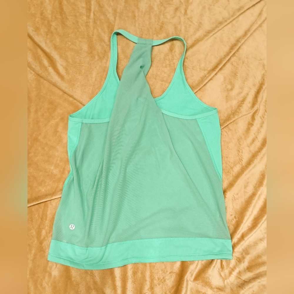 Lululemon Athletic Racerback Top Mesh Woven Back Workout Elastic Waist Sz 8 - Picture 10 of 10